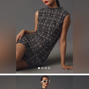 ISO Anthropologie Elegant Black and White Patterned Dress